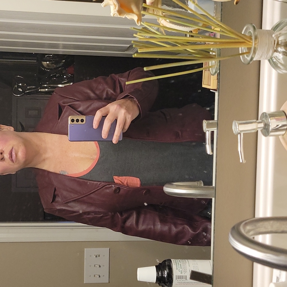 Real leather Burgundy Jacket - Picture 8 of 8